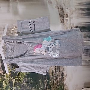 Bobbie Brooks Womens XL pajamas tank top & matching shorts unicorn sleepwear
